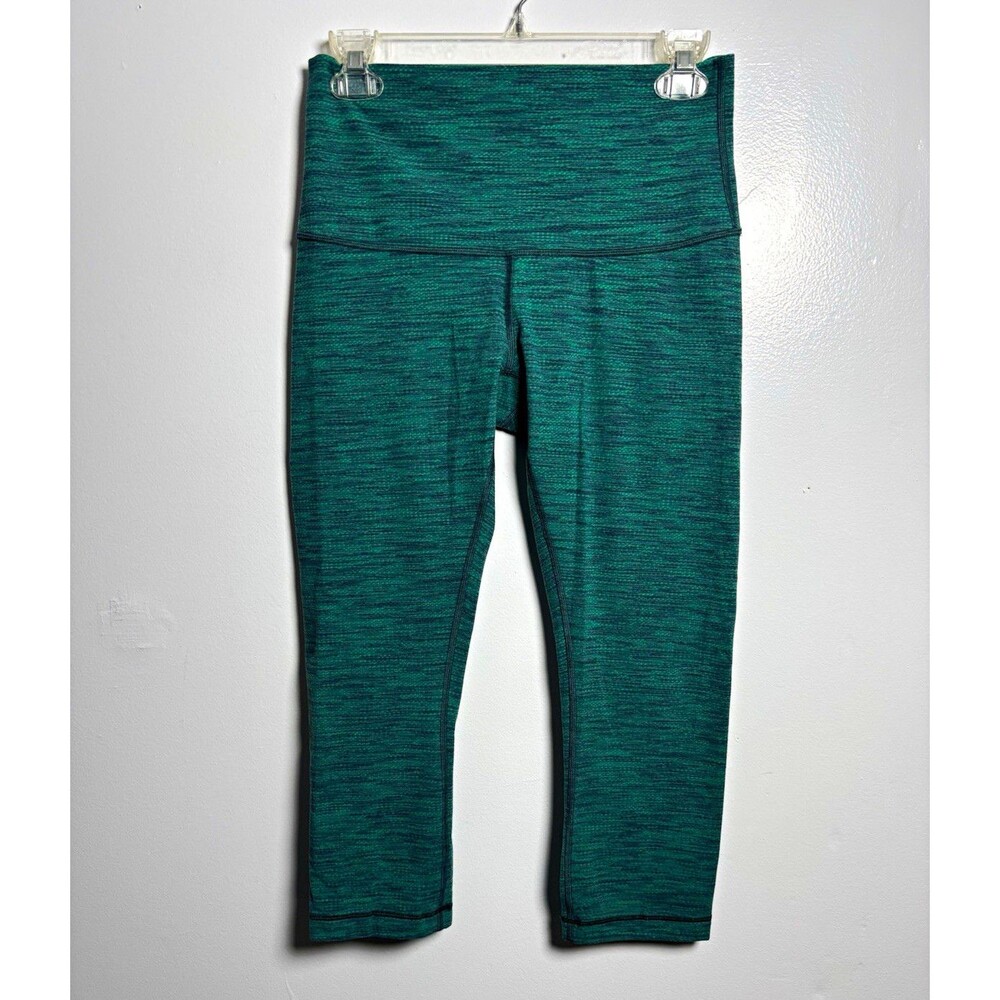 lululemon athletica Women's Green Heathered Cropped Logo Leggings Size 8